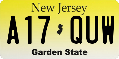 NJ license plate A17QUW