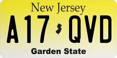 NJ license plate A17QVD