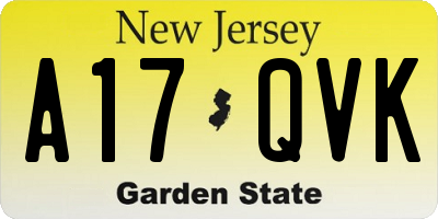 NJ license plate A17QVK