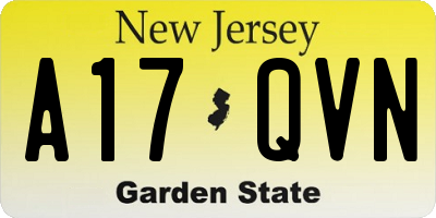 NJ license plate A17QVN