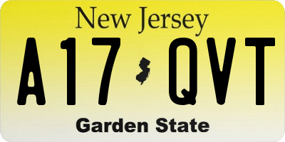 NJ license plate A17QVT