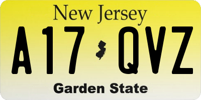 NJ license plate A17QVZ
