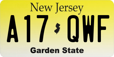 NJ license plate A17QWF