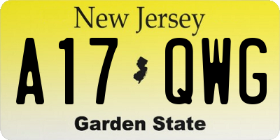 NJ license plate A17QWG