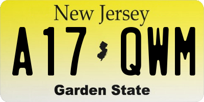 NJ license plate A17QWM