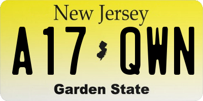 NJ license plate A17QWN