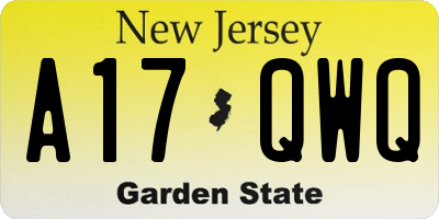 NJ license plate A17QWQ