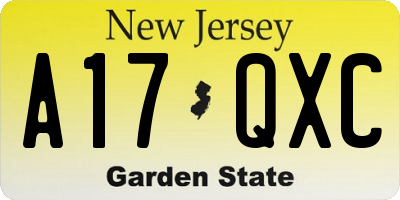 NJ license plate A17QXC