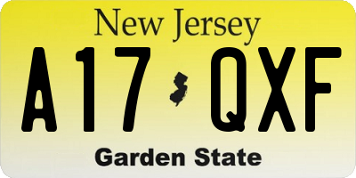 NJ license plate A17QXF
