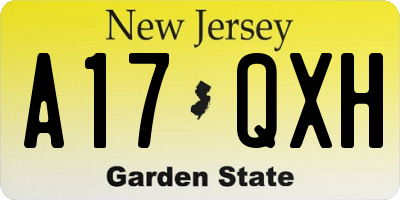 NJ license plate A17QXH
