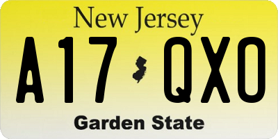 NJ license plate A17QXO