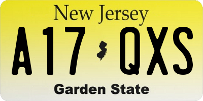 NJ license plate A17QXS