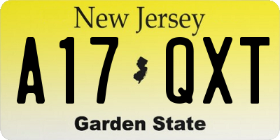 NJ license plate A17QXT