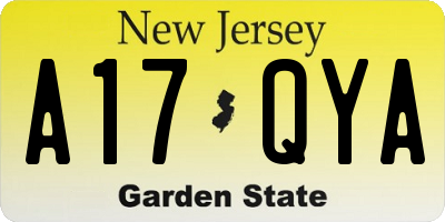 NJ license plate A17QYA