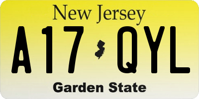 NJ license plate A17QYL