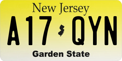NJ license plate A17QYN