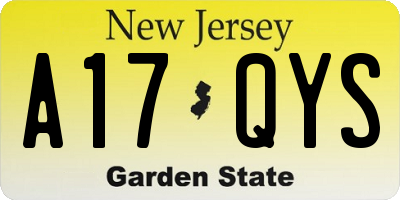 NJ license plate A17QYS