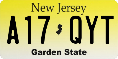 NJ license plate A17QYT