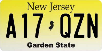 NJ license plate A17QZN