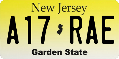 NJ license plate A17RAE