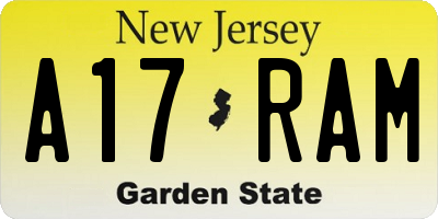 NJ license plate A17RAM