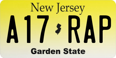 NJ license plate A17RAP