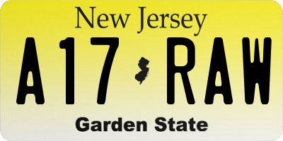 NJ license plate A17RAW