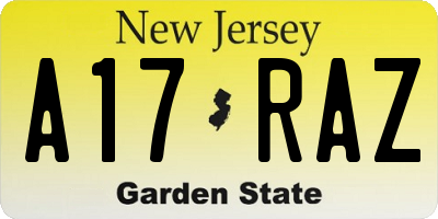 NJ license plate A17RAZ