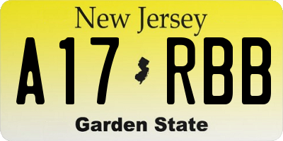 NJ license plate A17RBB