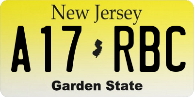 NJ license plate A17RBC