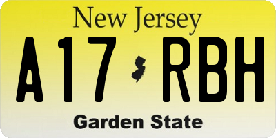 NJ license plate A17RBH