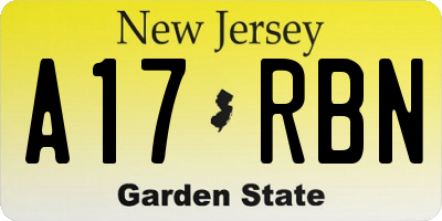 NJ license plate A17RBN