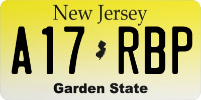 NJ license plate A17RBP