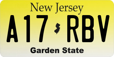 NJ license plate A17RBV