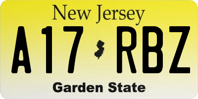 NJ license plate A17RBZ