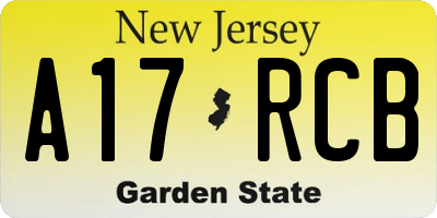 NJ license plate A17RCB