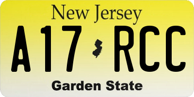 NJ license plate A17RCC