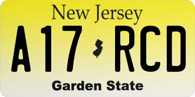 NJ license plate A17RCD