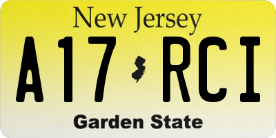 NJ license plate A17RCI