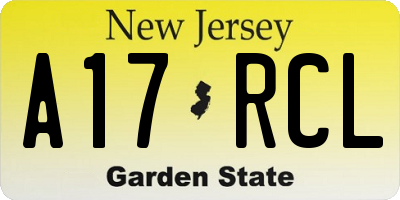 NJ license plate A17RCL