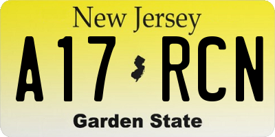 NJ license plate A17RCN
