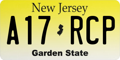 NJ license plate A17RCP