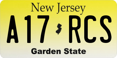 NJ license plate A17RCS