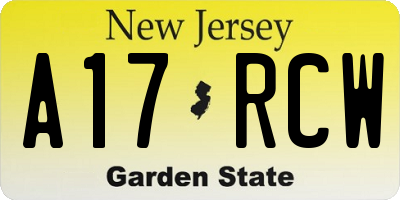 NJ license plate A17RCW