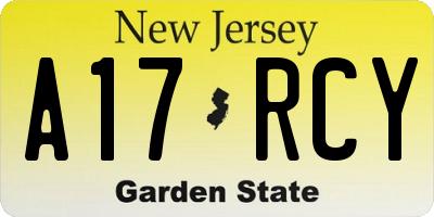 NJ license plate A17RCY
