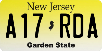 NJ license plate A17RDA