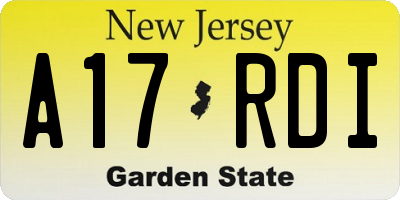 NJ license plate A17RDI