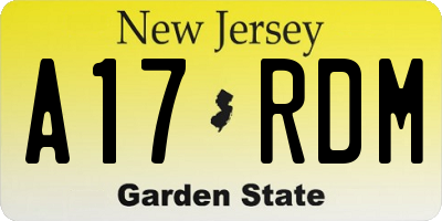 NJ license plate A17RDM