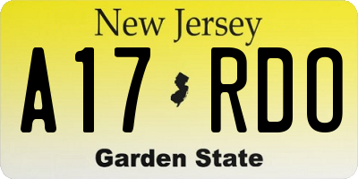 NJ license plate A17RDO