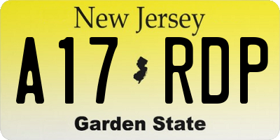 NJ license plate A17RDP